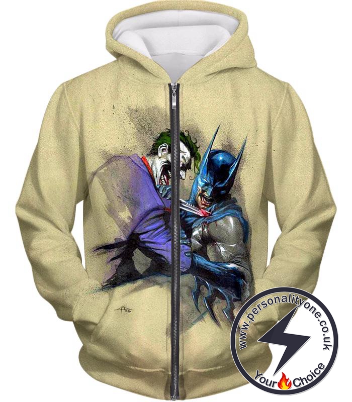 DC Comic Favourite Joker X Batman Awesome Grey Zip Up Hoodie